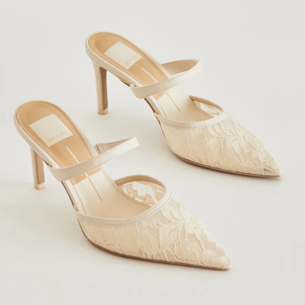 Dolce vita Katik white floral lace heels